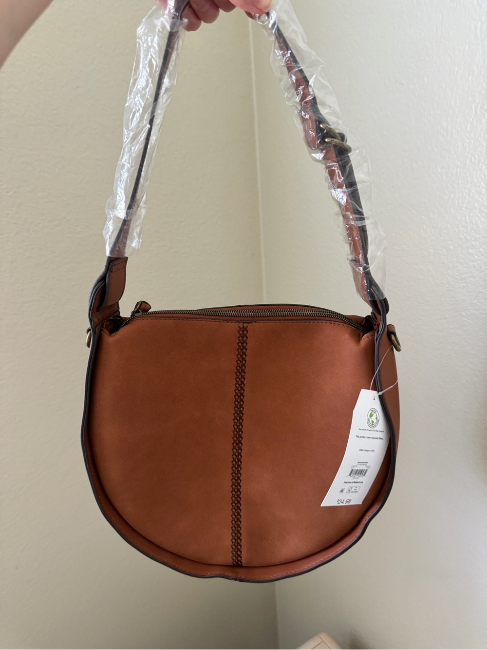 Classic Brown Leather Crossbody Bag - Casual Everyday Purse
